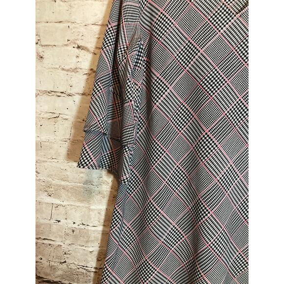 Cato Dress Womens XL Shift Black & Pink Houndstooth Print Ruffle Bell Sleeve - Picture 10 of 14